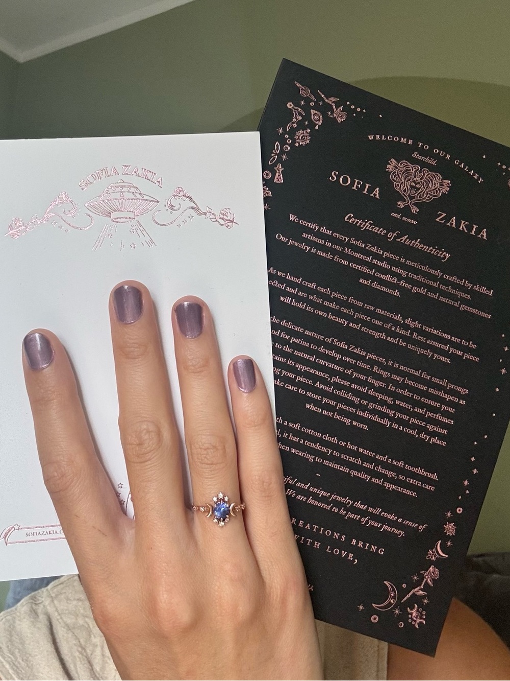 Sofia Zakia Custom Tanzanite Wandering Star 5.25 ring in 14k Rose Gold - Picture 5 of 8